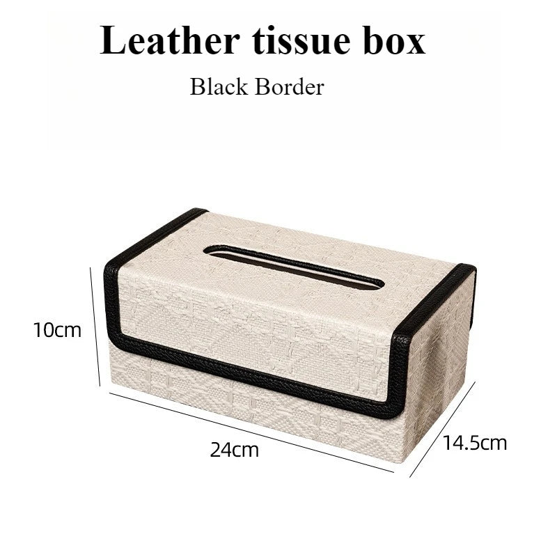 Nordic Leather Tissue Box – Modern Living Room Home Décor Leather Tissue Box Axl Black Border