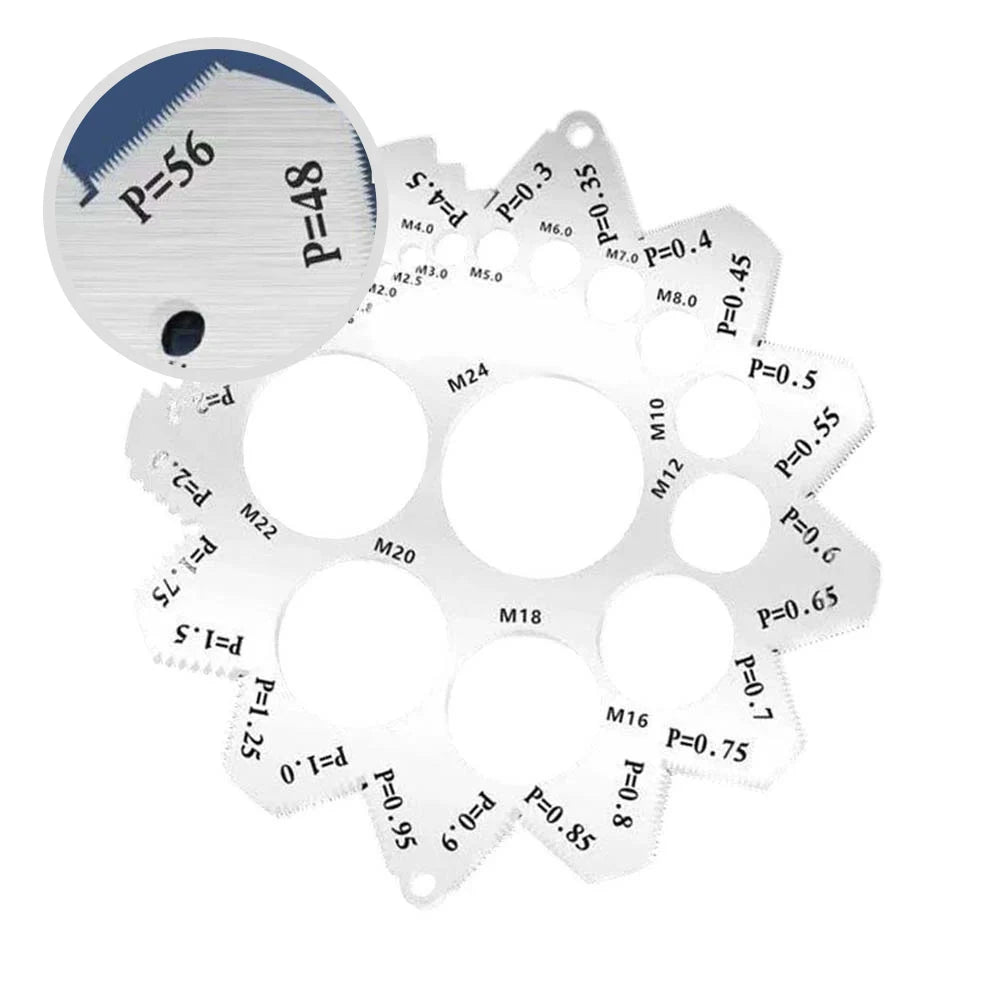 90-Tooth Thread Pitch & Diameter Gauge – Stainless Steel Thread Pitch Gauge Axl