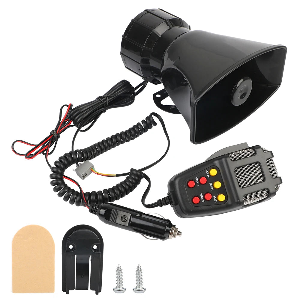 7-Sound 12V 100W 120dB Car Siren Horn & PA Speaker System Car Siren Horn Axl 7 Siren Sounds