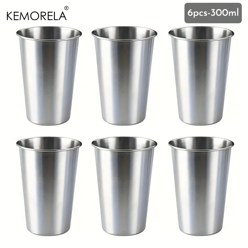 KEMORELA 4-Pack Stainless Steel Camping Cups 300–500ML Stainless Steel Tumblers Axl 6pcs-300ML 301-500ml