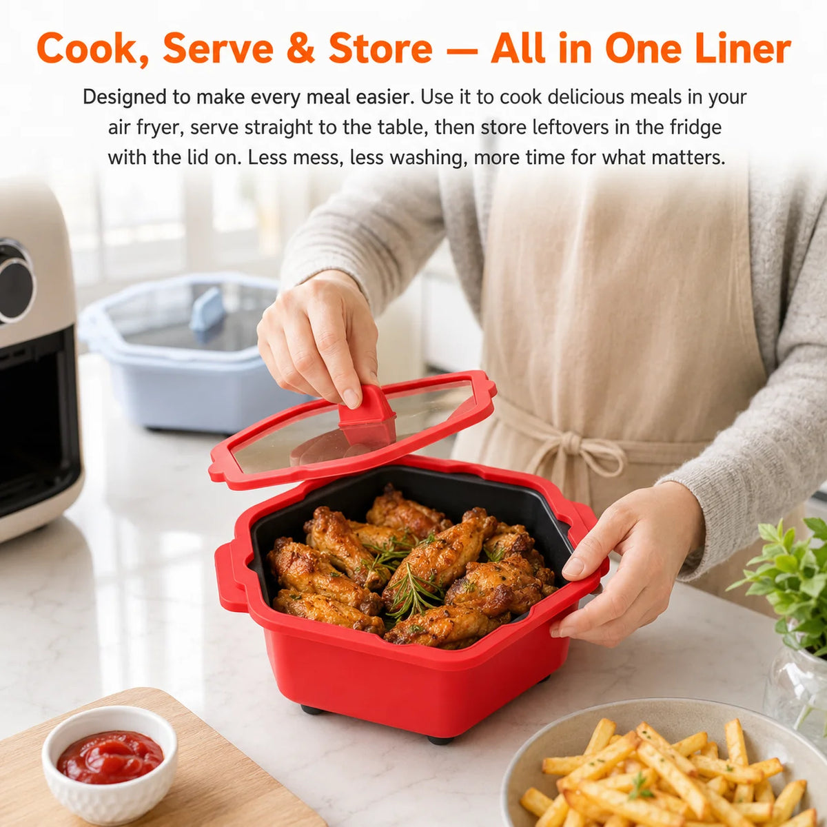 Hexagonal Nonstick Baking Pan with Lid – Air Fryer & Microwave Nonstick Baking Pan Axl