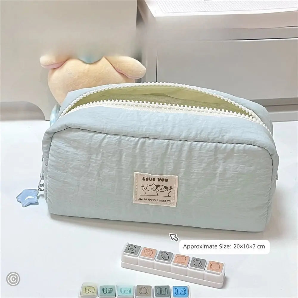 Portable Canvas Pencil Case – Zipper Stationery Organizer Bag Pencil Case Axl