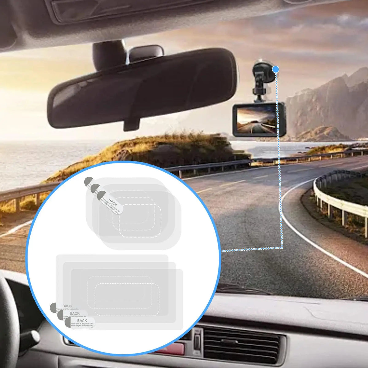 6-Pack Dash Cam Windshield Electrostatic Sticker Film – PET Dash Cam Sticker Film Axl