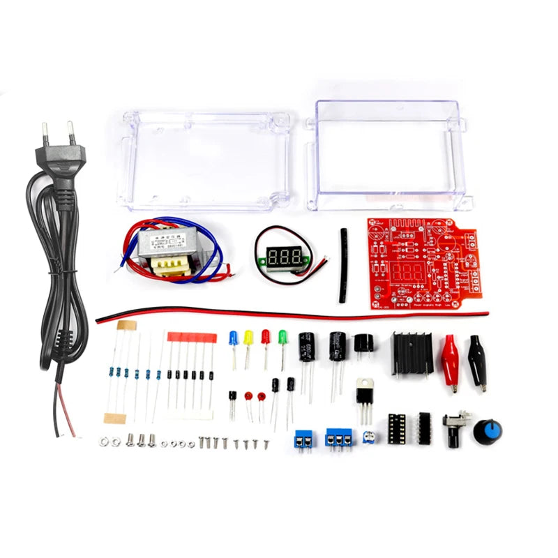 LM317 Adjustable DC Power Supply DIY Soldering Kit with Case DIY Electronics Kit Axl EU(220V)