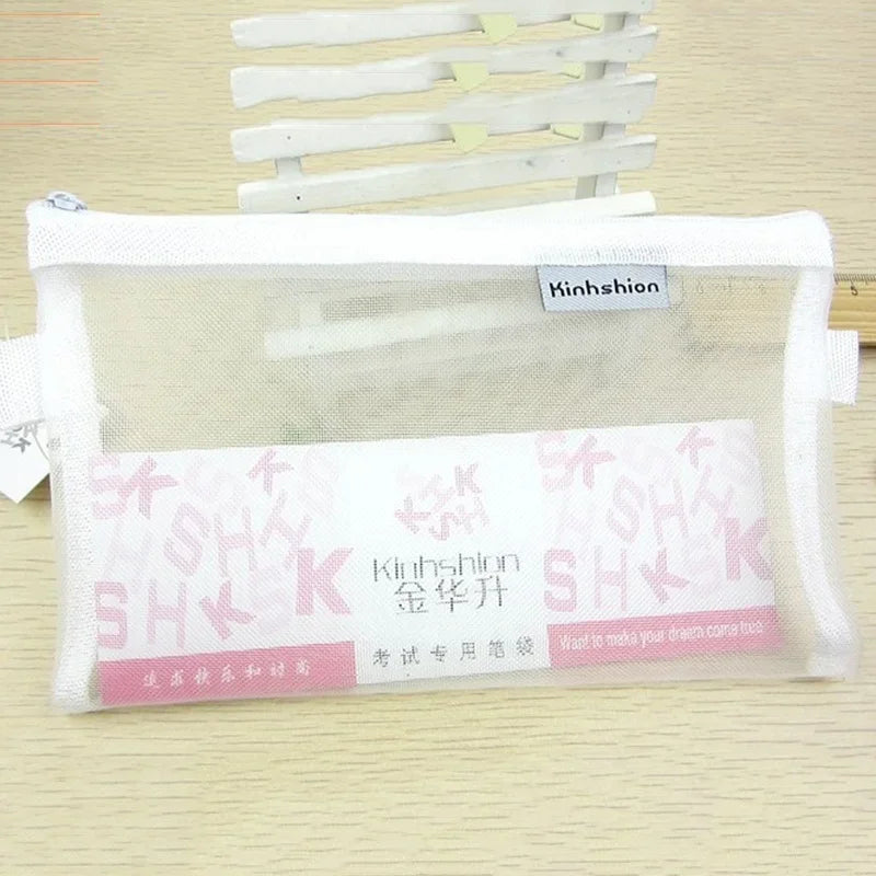 Transparent Mesh Pencil Case – Large Capacity Stationery Bag Pencil Case Axl