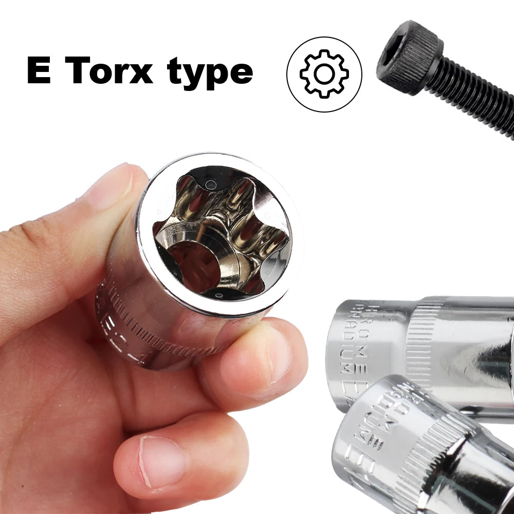14-Pc E4–E24 Female Torx Star Socket Set with Case Torx Socket Set Axl
