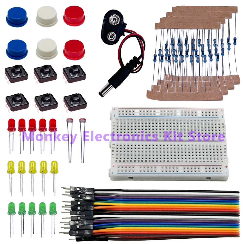 Arduino UNO R3 Starter Kit – LED, Dupont Wires & Buttons Electronics Starter Kit Axl Kit1 without Box