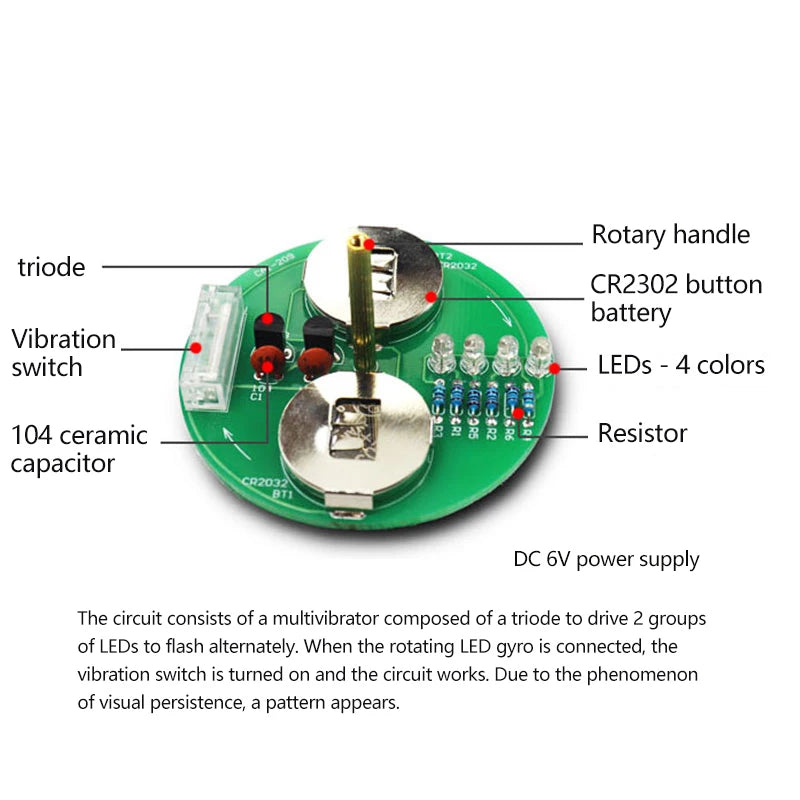 LED Gyro DIY Electronic Kit – Desktop Rotating Light Soldering DIY Electronic Kit Axl