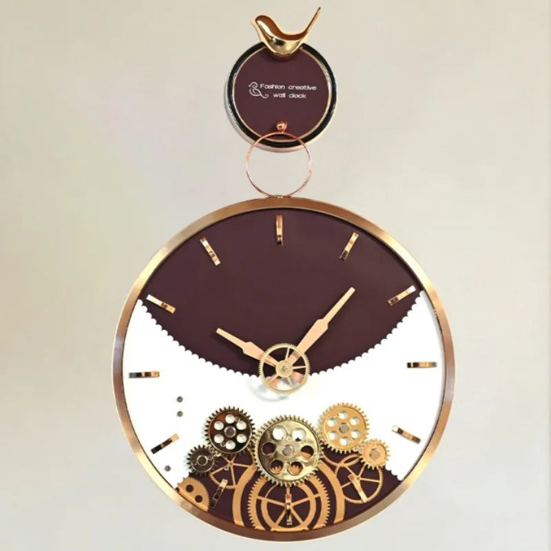 Modern Silent Wall Clock – Minimalist Geometric Living Room Decor Wall Clock Axl Brown