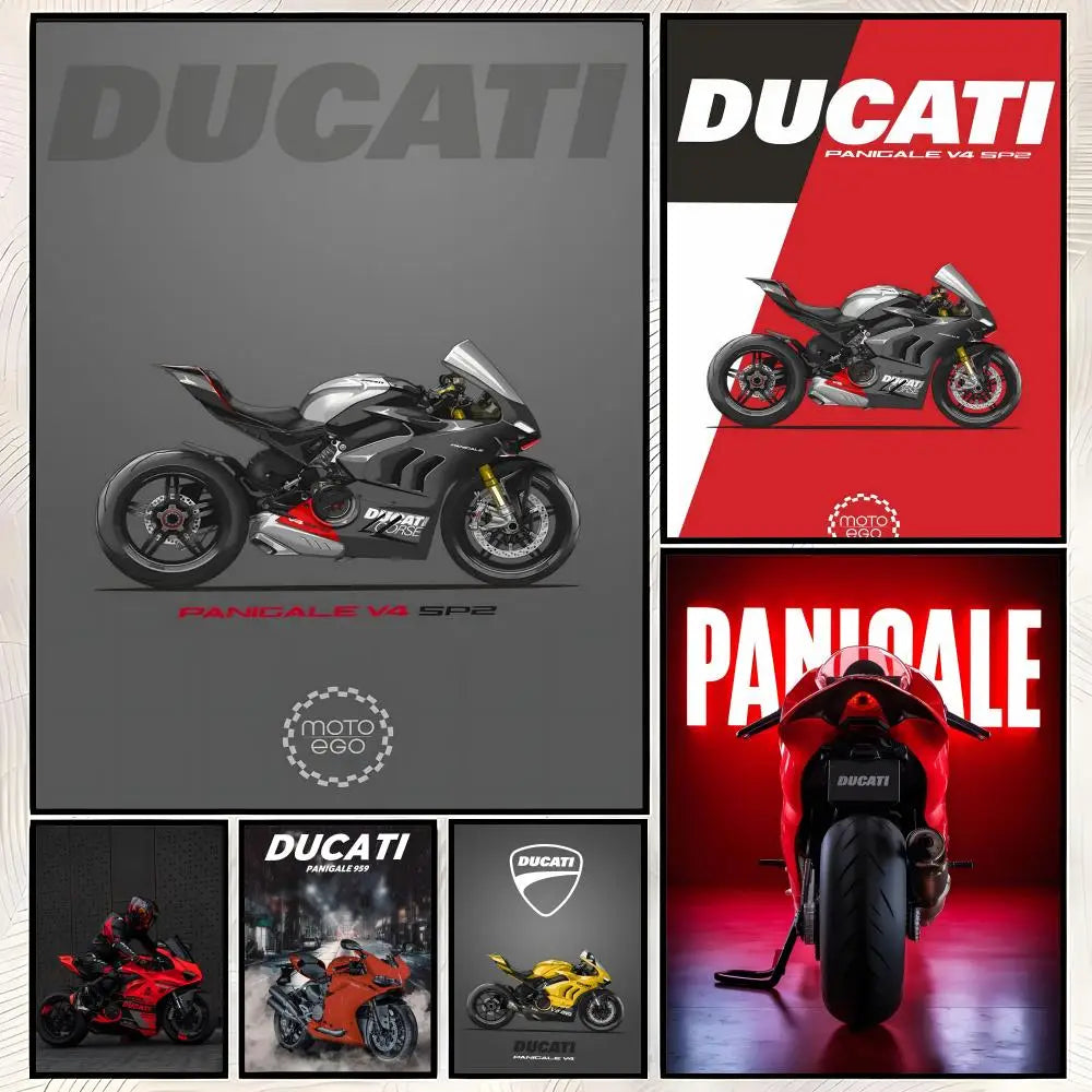 Ducati Motorcycle HD PVC Wall Poster – Self-Stick Waterproof Wall Art Poster Axl