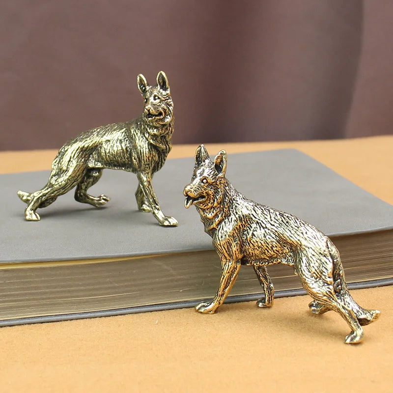 Vintage Brass German Shepherd Dog Statue Miniature Figurine Brass Animal Figurine Axl