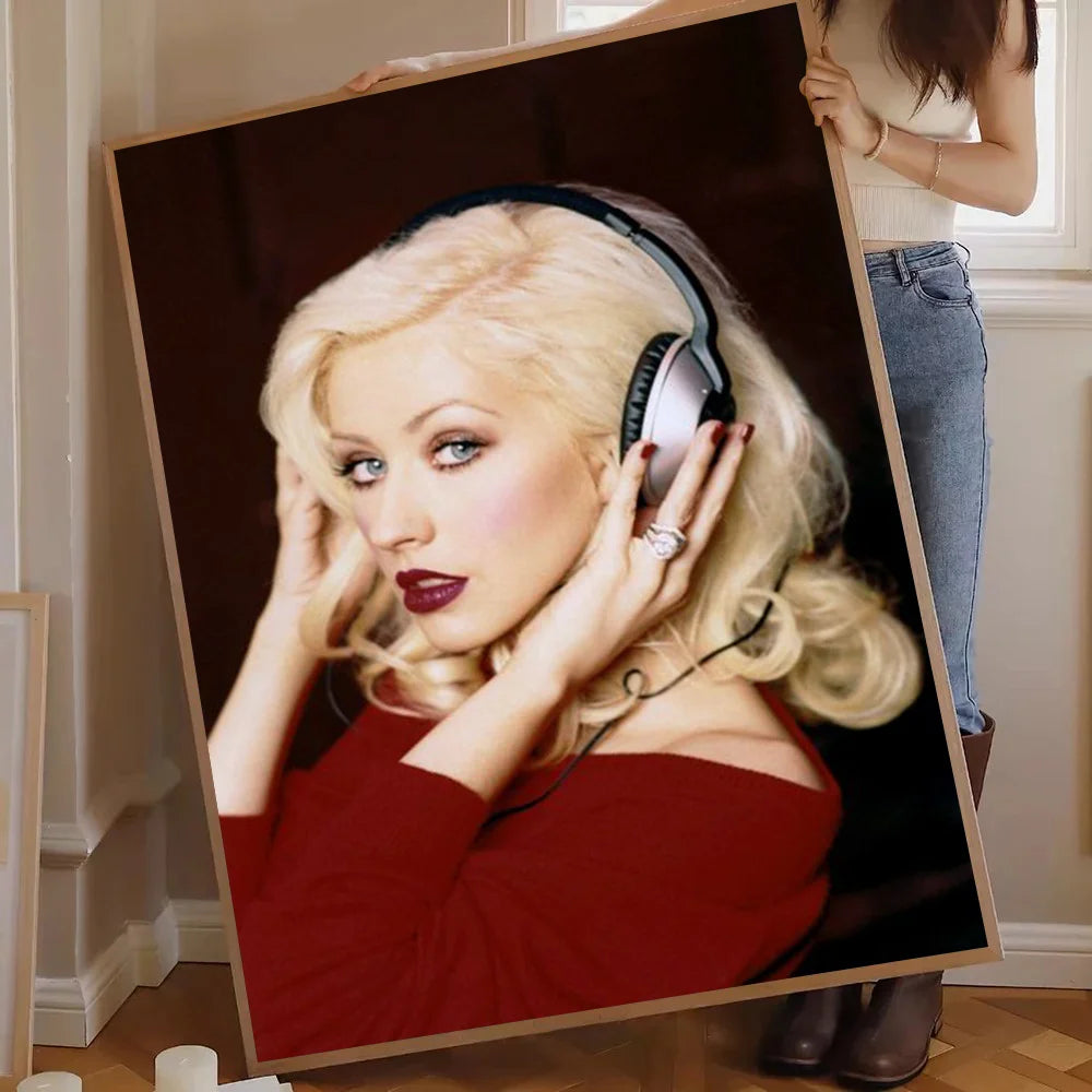 Christina Aguilera Singer Wall Poster – Self-Adhesive Art Sticker Wall Art Poster Axl z9 50x70cm No Frame