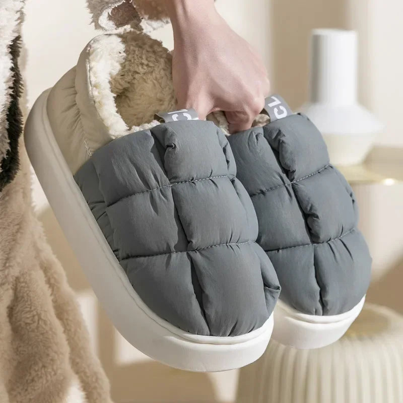 Women's Winter Plush Slippers – Warm Non-Slip Furry House Slides Winter House Slippers Axl GRAY 44-45