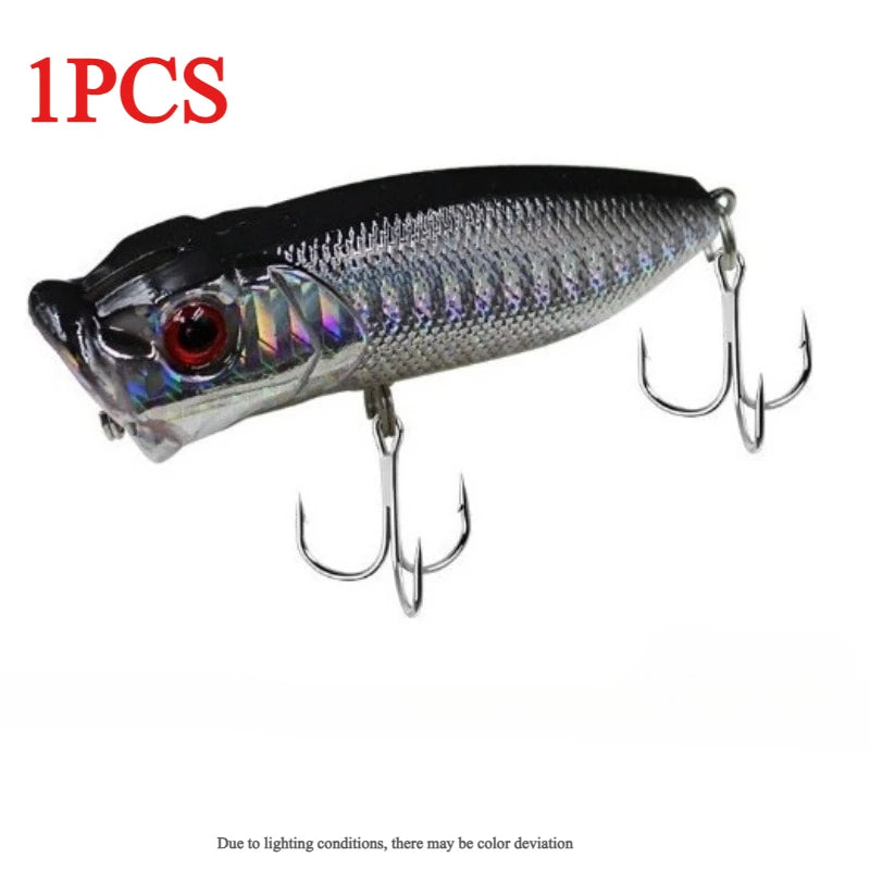 9cm 12g Floating Popper Hard Lure – Freshwater & Saltwater Fishing Popper Lure Axl black-1pcs