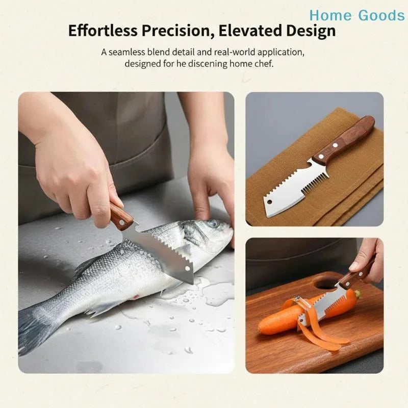 2-in-1 Serrated Vegetable Peeler & Bottle Opener | Wooden Handle Vegetable Peeler Axl