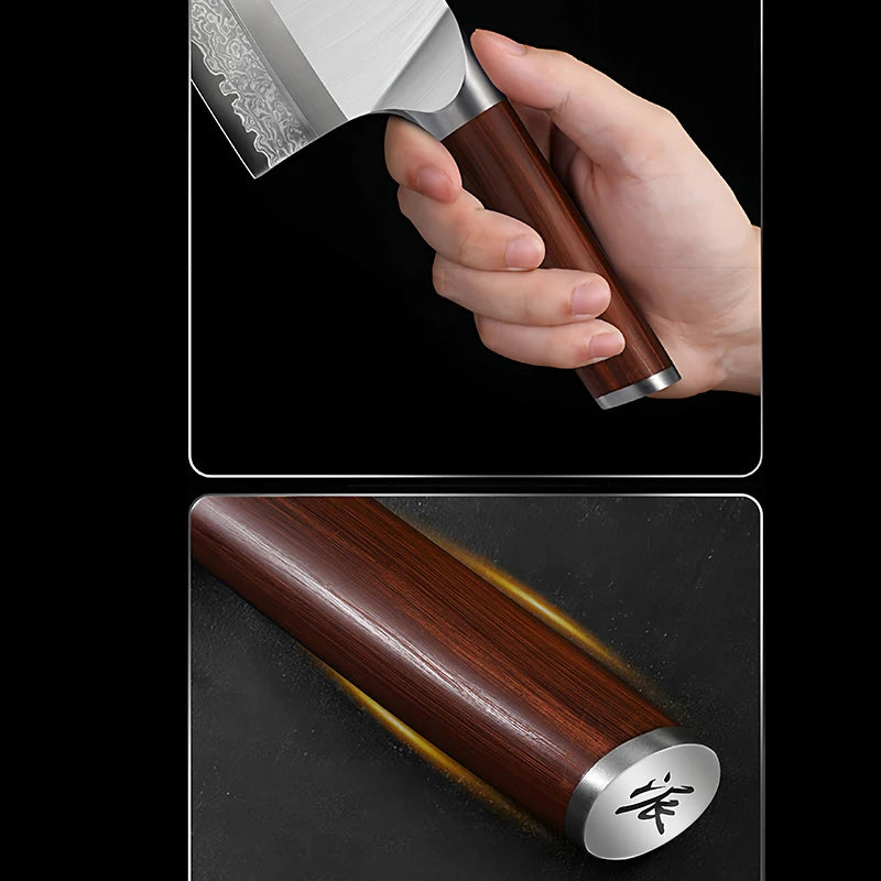 PLYS Damascus Steel Chef Knife – Sharp 18.5cm Slicing Knife Damascus Chef Knife Axl