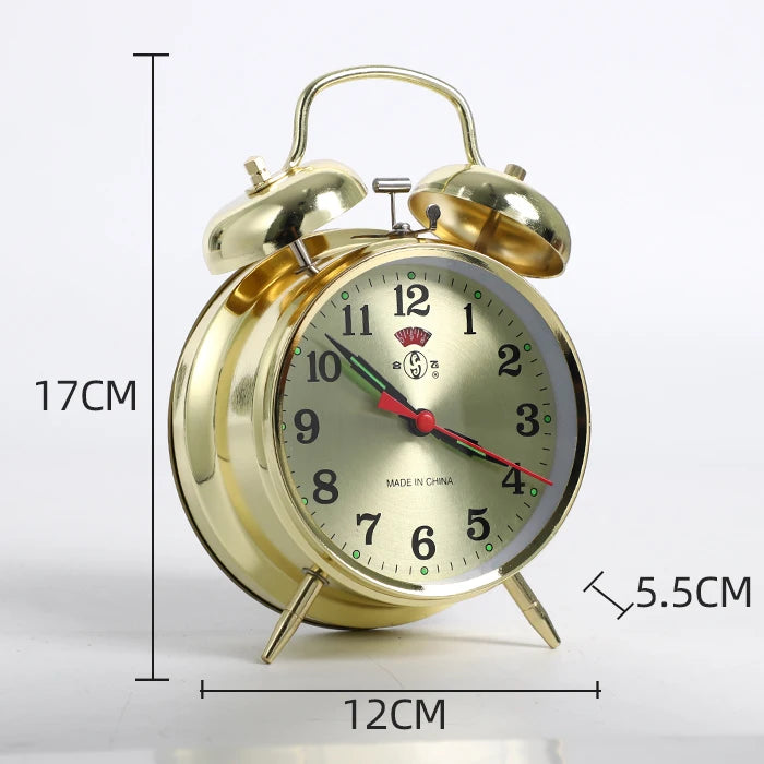 Vintage Mechanical Alarm Clock – Gold Retro Metal Desk Clock Mechanical Alarm Clock Axl D