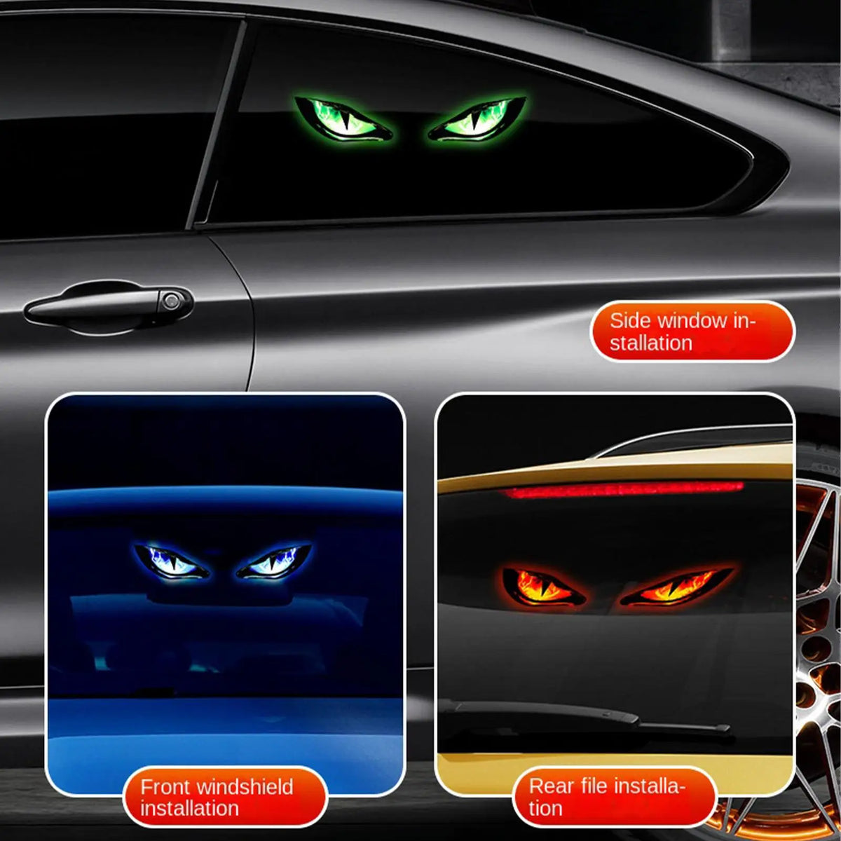 Solar LED Devil Eyes Car Warning Light | Suction Cup Mount Solar Car Warning Light Axl