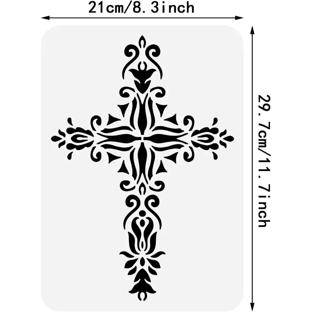 Crucifix Cross Painting Stencil 8.3x11.7" | DIY Scrapbooking Craft Stencil Axl