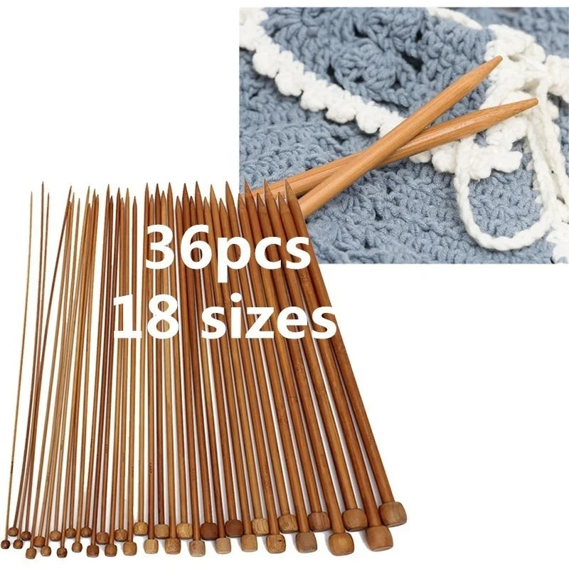 36-Pc Carbonized Bamboo Crochet Hook Set with Beads Crochet Hook Set Axl