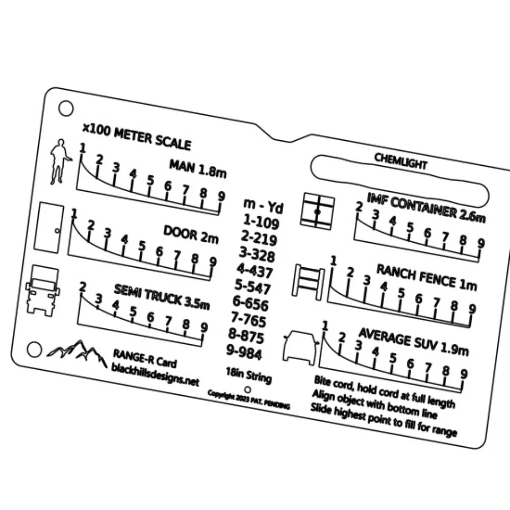 Pocket Rangefinder Card – Outdoor Hunting Range Field Tool Rangefinder Card Axl Style 2