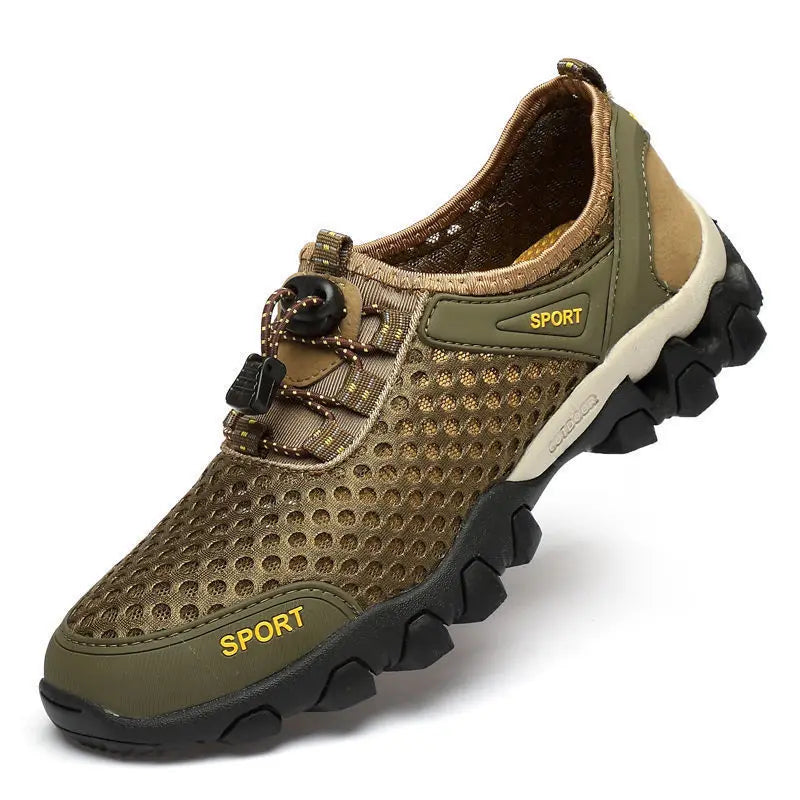 YBQJOO Men's Breathable Mesh Sneakers – Lace-Up Casual Shoe Casual Mesh Sneakers Axl Brown 44
