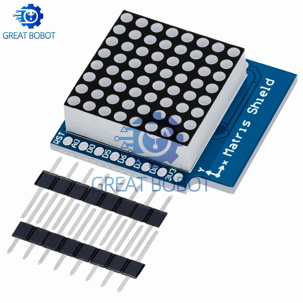 Matrix LED Shield V1.0 for WEMOS D1 Mini – 8×8 Dot Matrix LED Matrix Shield Axl