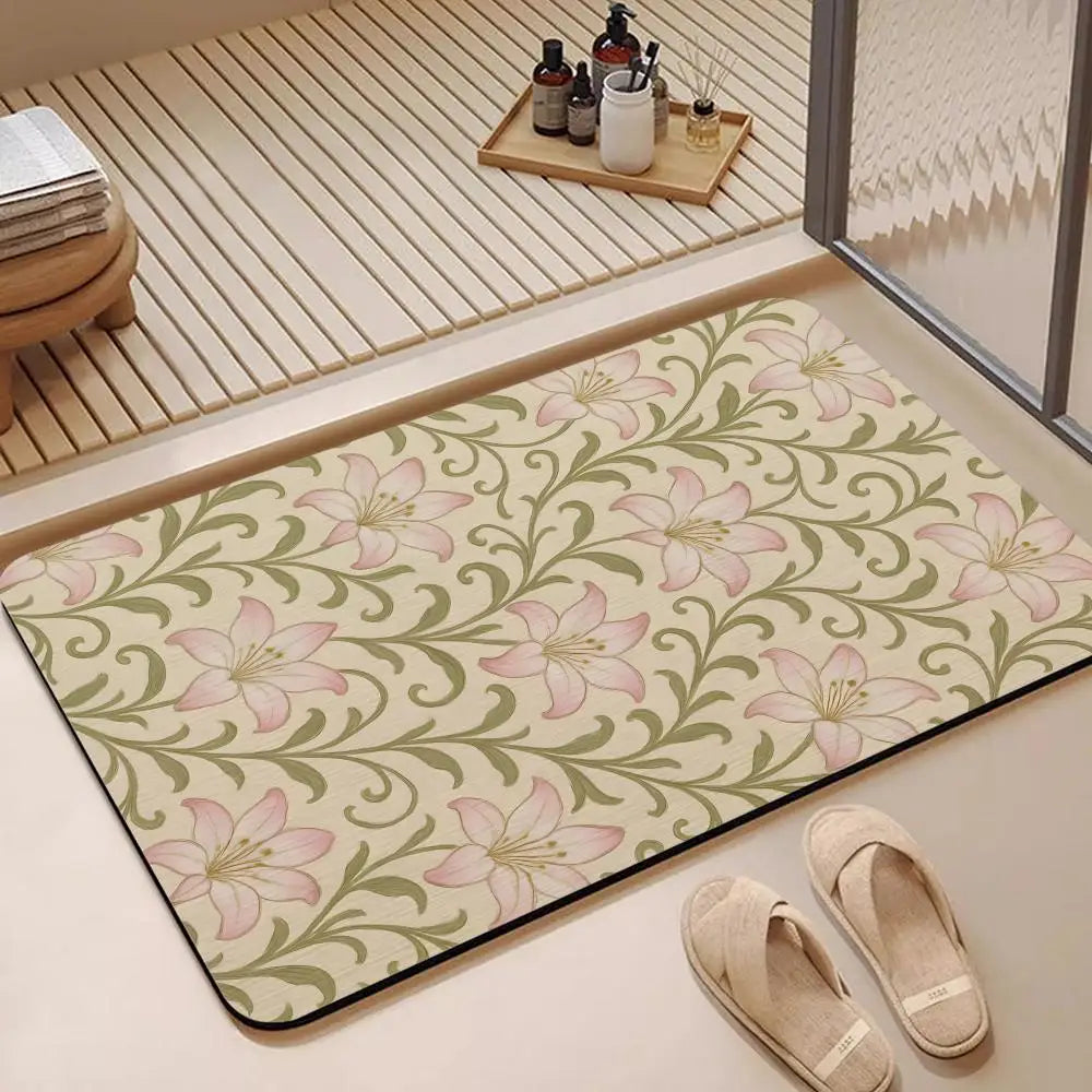 Persian Floral Diatomite Bath Mat – Quick Dry & Anti-Slip Diatomite Bath Mat Axl