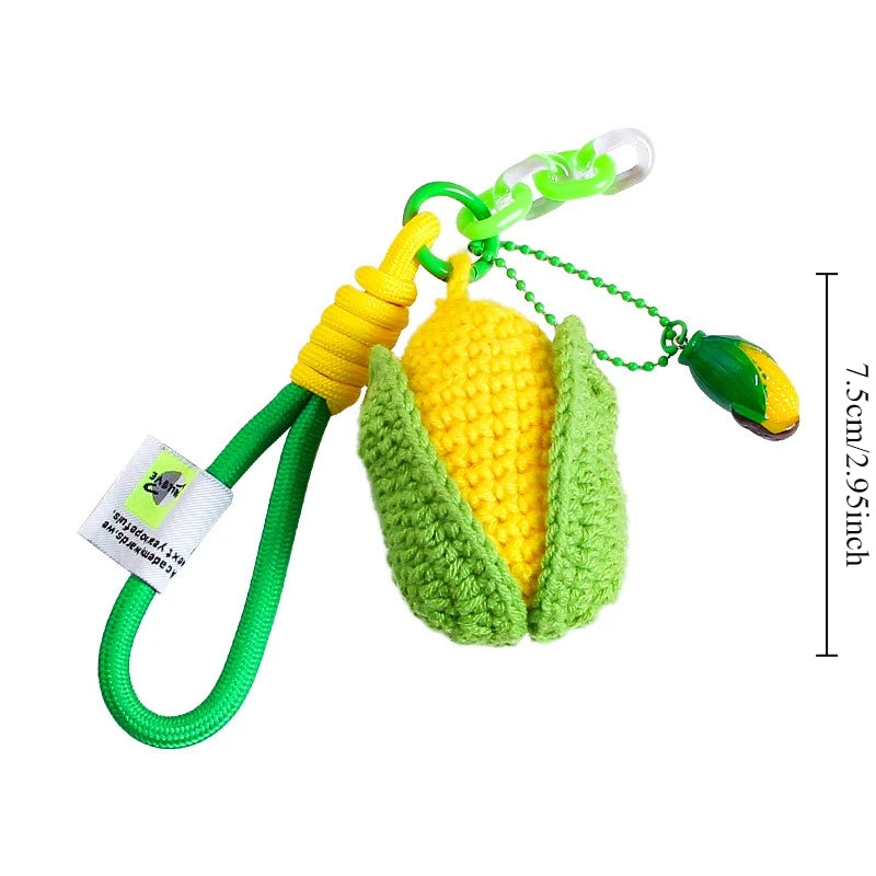 Handmade Crochet Corn Keychain – Knitted Plush Bag Charm Crochet Keychain Charm Axl