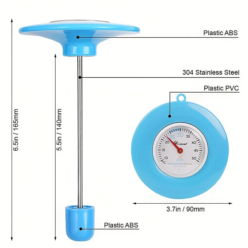 Floating Pool Thermometer – Battery-Free Dial, 10–50°C Pool Thermometer Axl