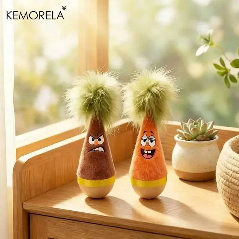 KEMORELA Feather Cat Tumbler Roly-Poly Wooden Toy Cat Tumbler Toy Axl