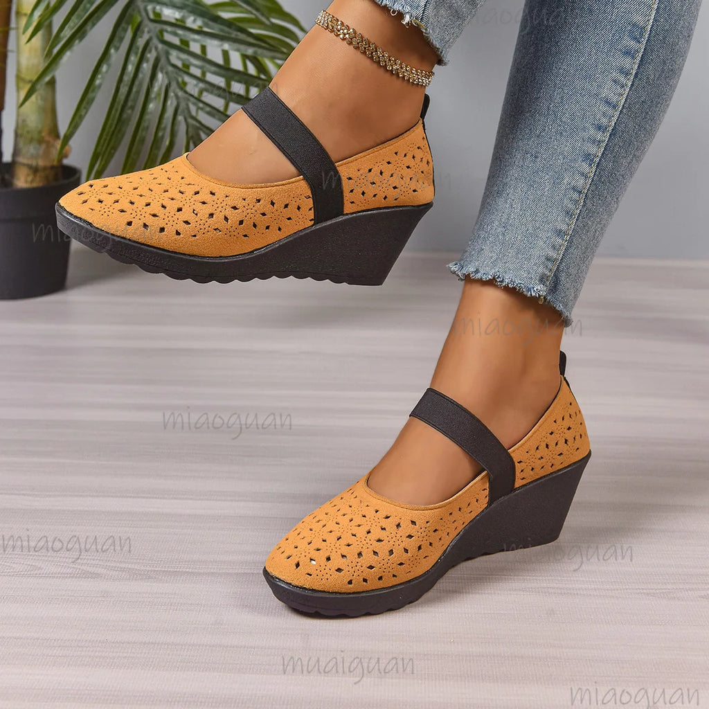 Women's Wedge Pumps – Breathable Mesh Slip-On High Heels Wedge Pumps Axl