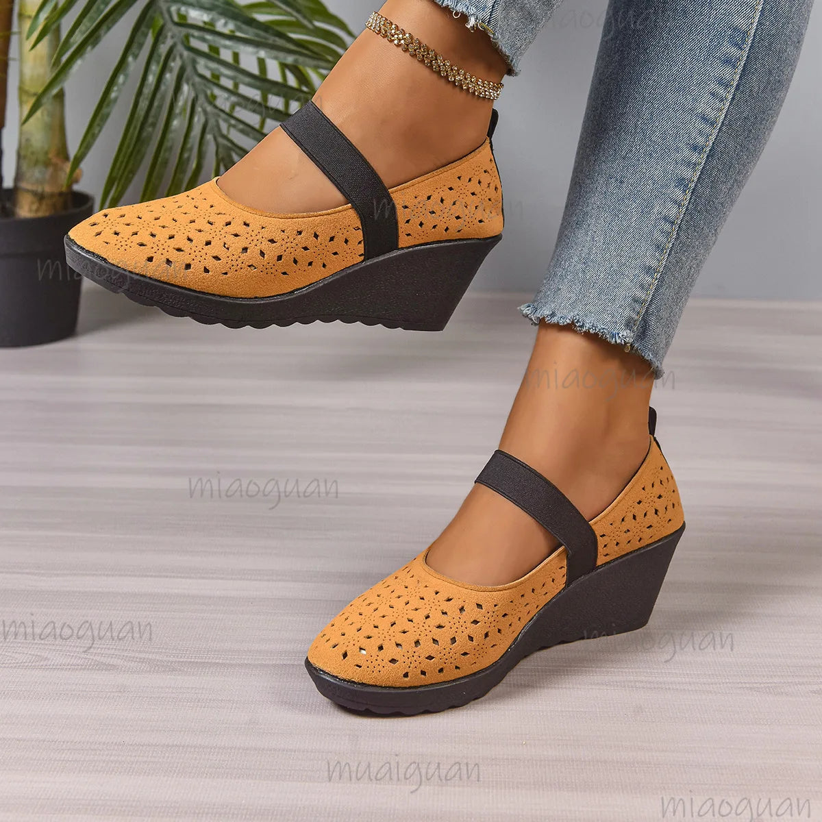 Women's Wedge Pumps – Breathable Mesh Slip-On High Heels Wedge Pumps Axl