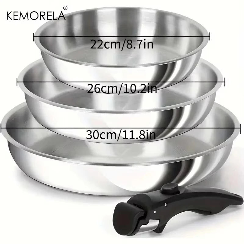 KEMORELA 316 Stainless Steel Pan Set | Stackable, Induction Safe Stainless Steel Pan Set Axl 3PCS