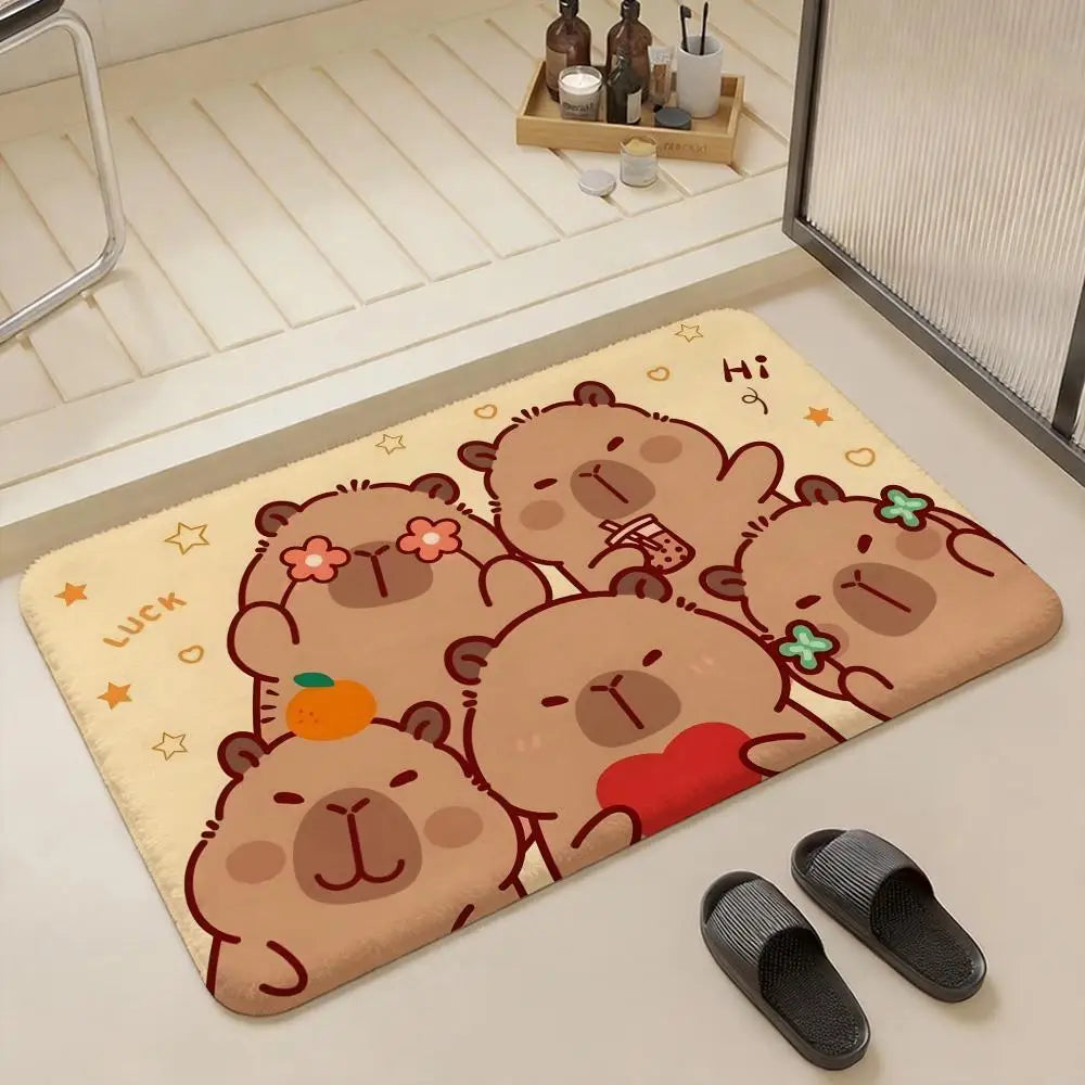Capybara Flannel Floor Mat – Non-Slip Soft Indoor Rug Flannel Floor Mat Axl