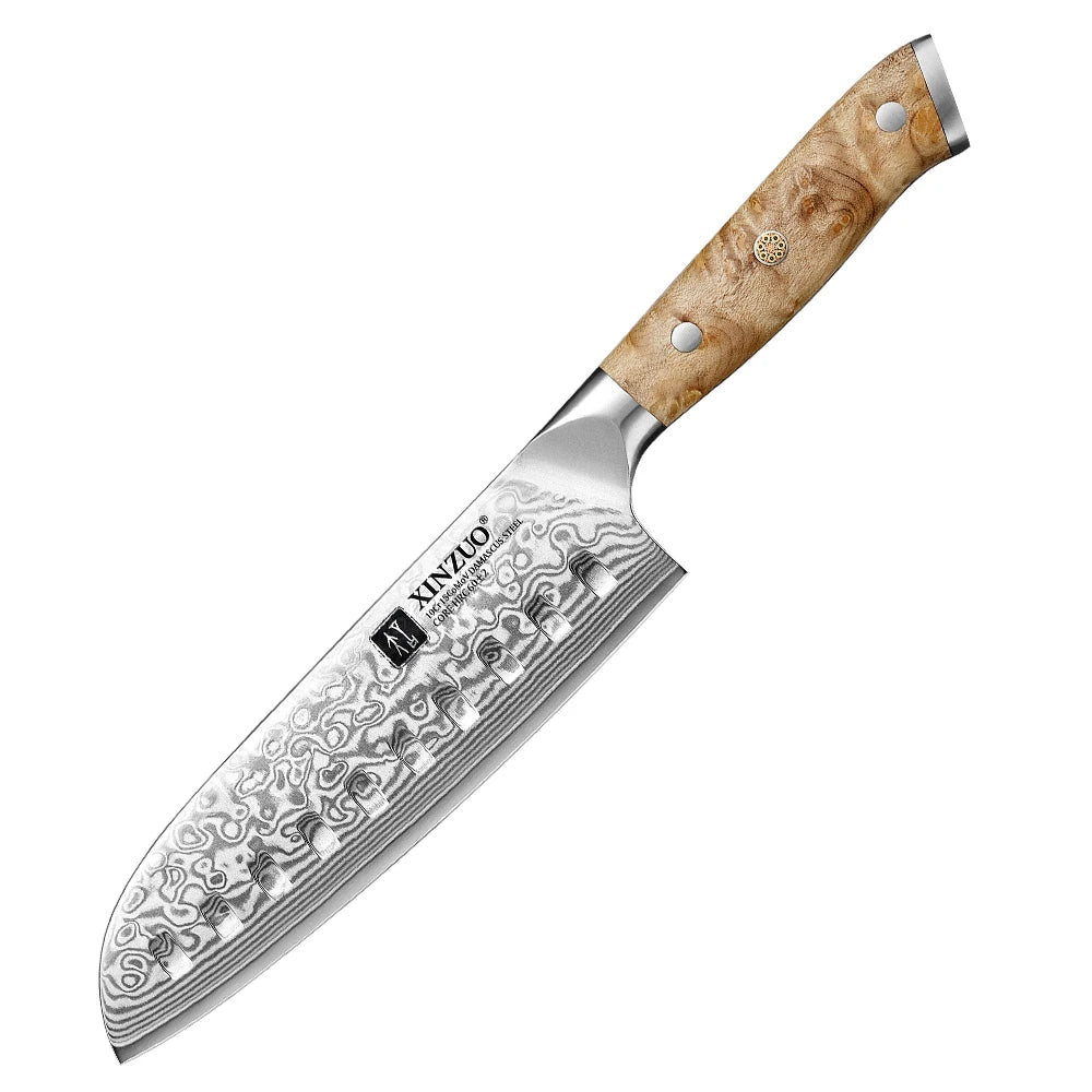 XINZUO 3-Pc Damascus Steel Knife Set – Chef, Santoku & Utility Damascus Knife Set Axl Only Santoku Knife China Mainland