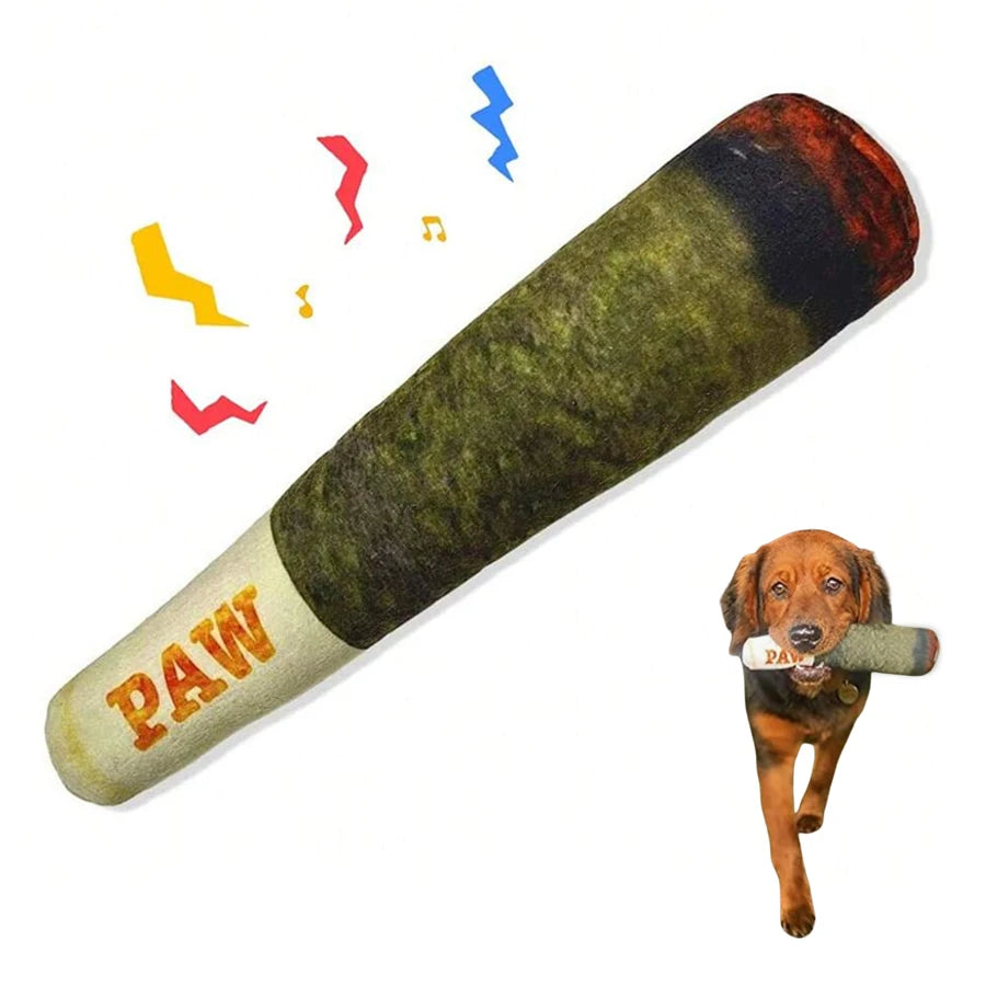 Cigar Shaped Squeaky Dog Plush Toy | Interactive Chew Toy Plush Dog Toy Axl