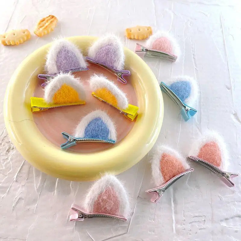 2PCS Plush Cat Ear Hair Clips – Korean Style Girls Accessory Girls Hair Clips Axl
