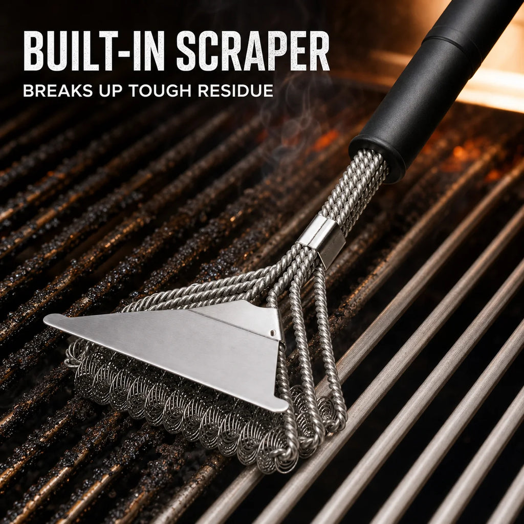Leeseph Bristle-Free BBQ Grill Brush | Stainless Steel Cleaner BBQ Grill Brush Axl