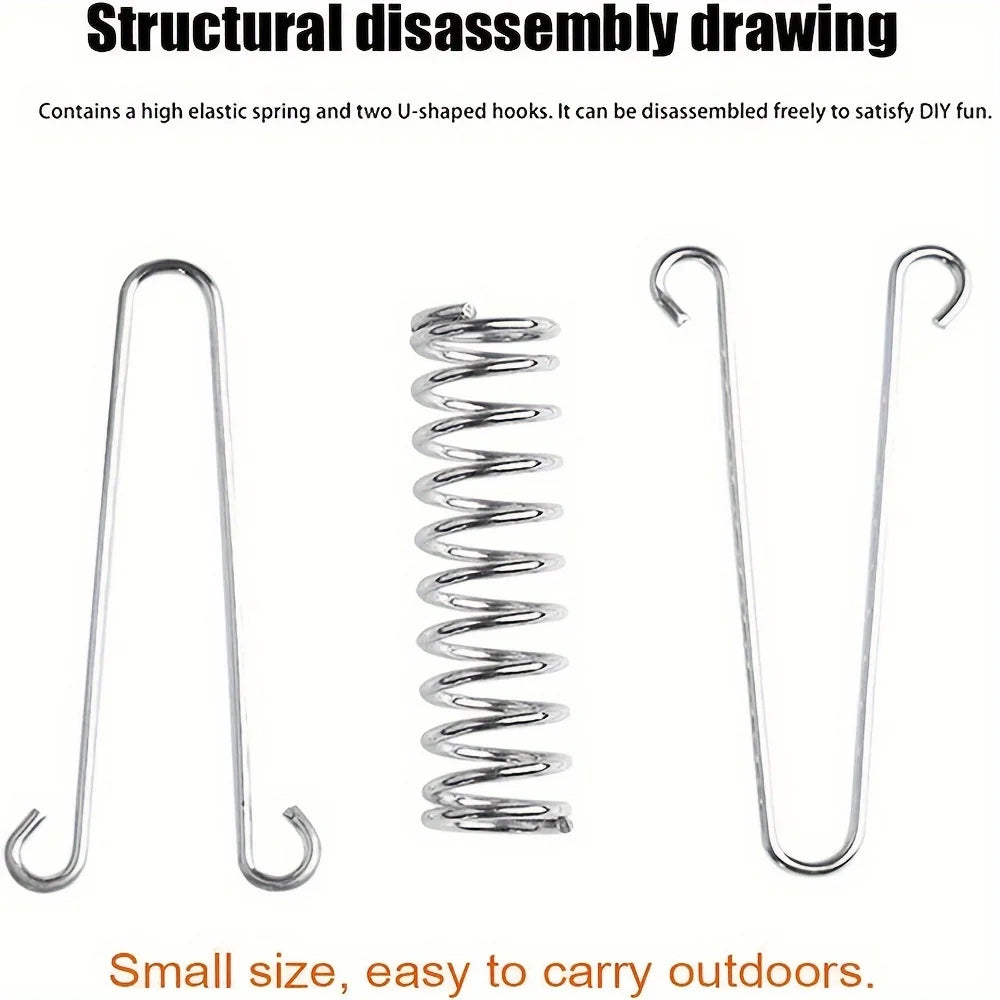 Stainless Steel Tent Tensioner Spring Buckle & Carabiner Clips Tent Camping Hardware Axl