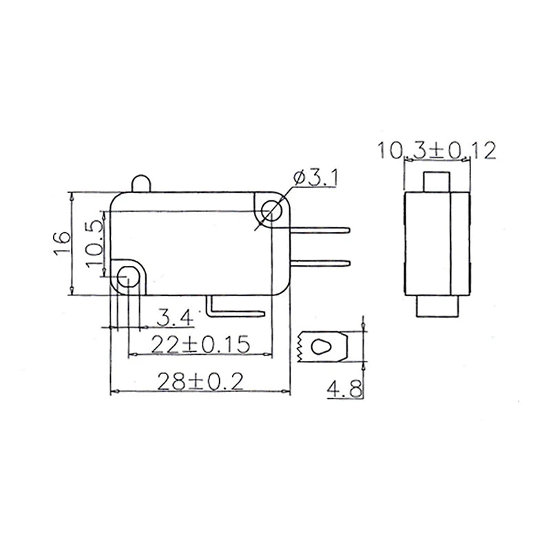2PCS KW7-0-A Micro Limit Switch 16A AC250V – Auto Reset Micro Limit Switch Axl