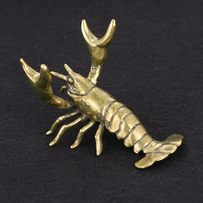 Solid Brass Crayfish Figurine – Vintage Lobster Desktop Ornament Brass Animal Figurine Axl