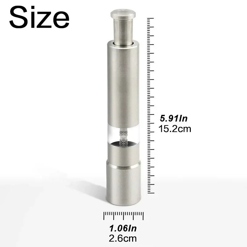 Thumb Push Pepper & Salt Mill – Stainless Steel Spice Grinder Spice Grinder Mill Axl