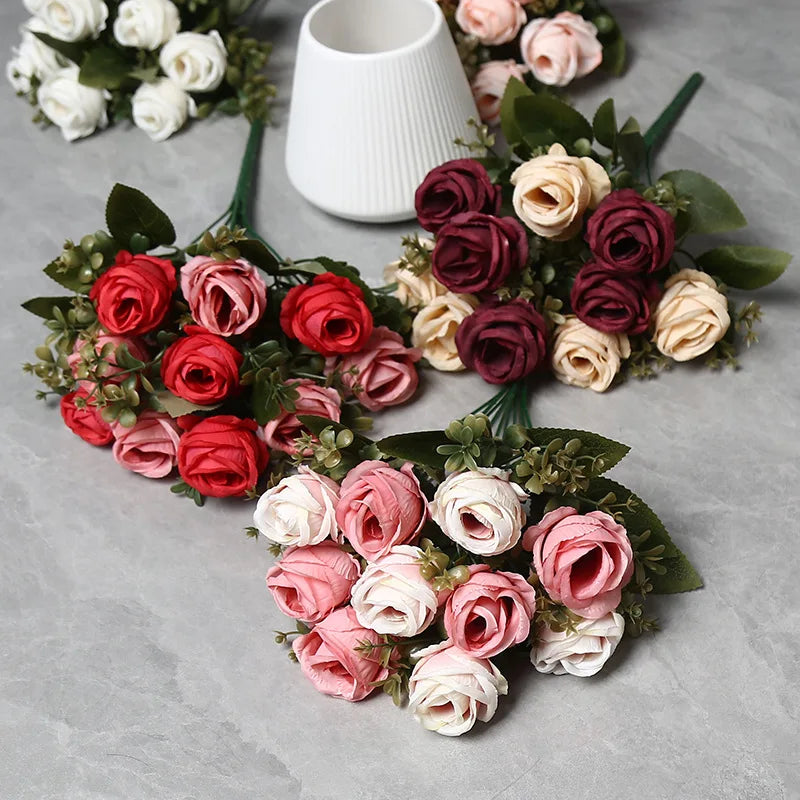 2-Piece Artificial Silk Rose & Camellia Bouquet – Wedding Decor Artificial Flower Bouquet Axl