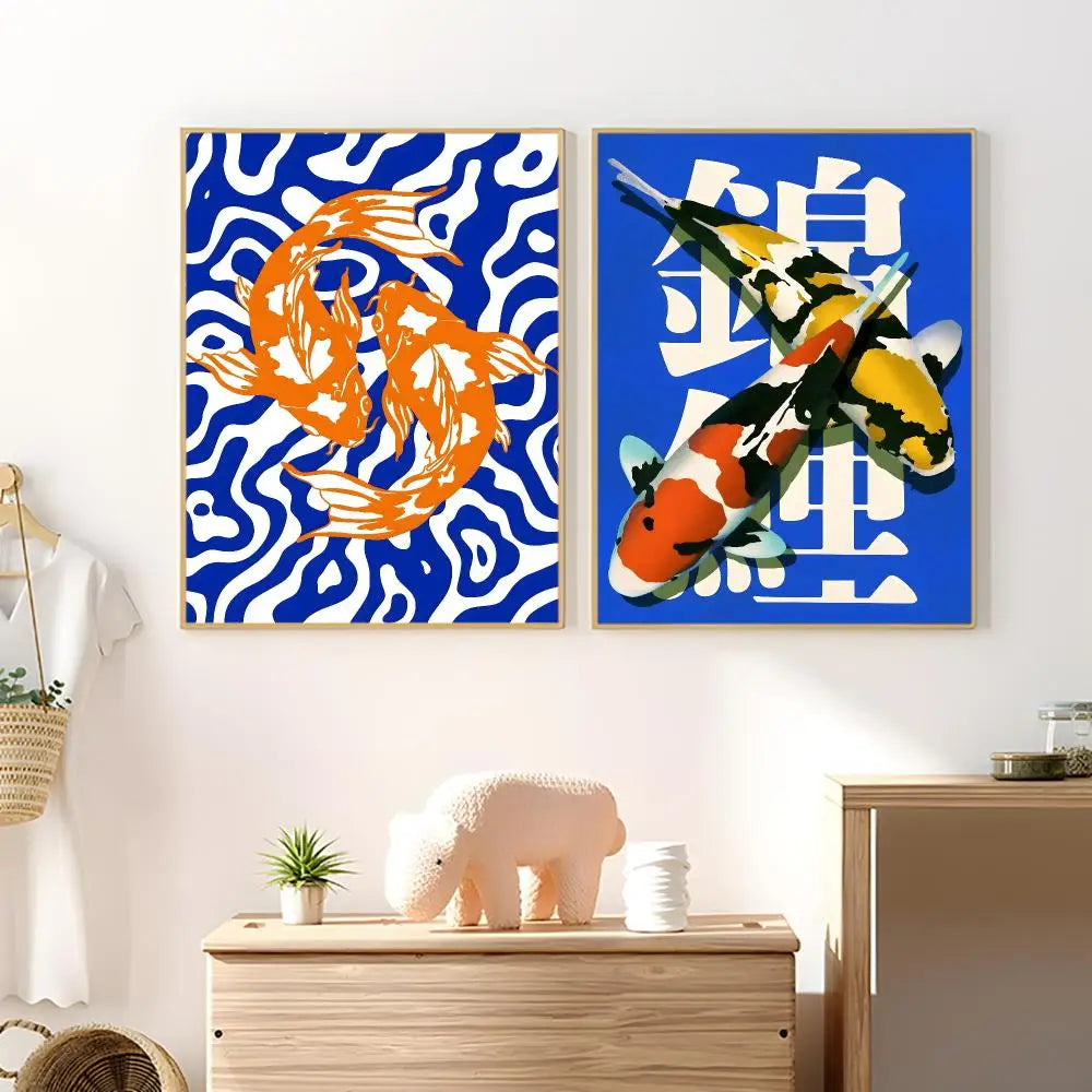 Japanese Okinawa Koi Fish Waterproof PVC Wall Sticker Poster Wall Sticker Poster Axl