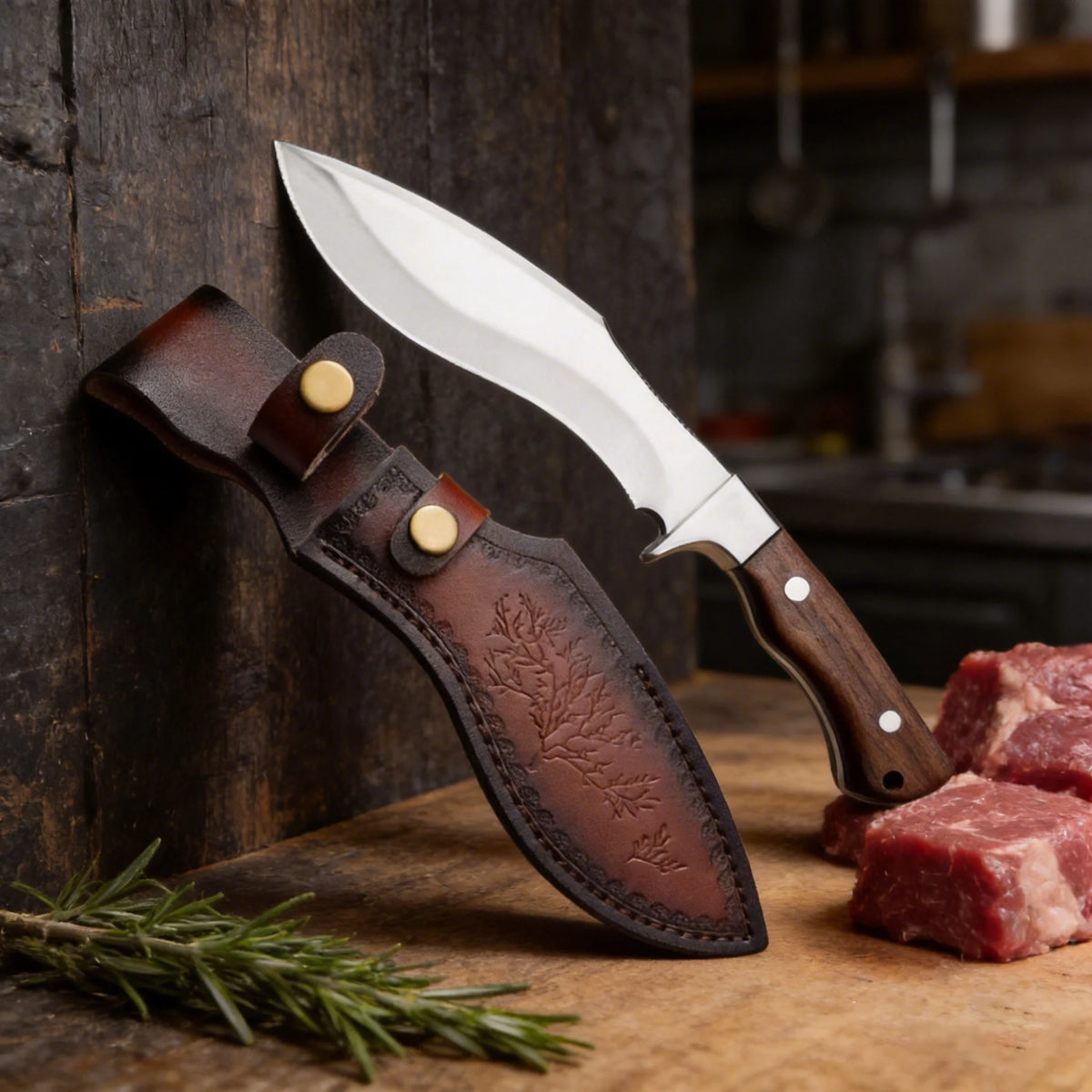 Professional Butcher Knife – Carbon Steel Blade & Wood Handle Butcher Knife Axl