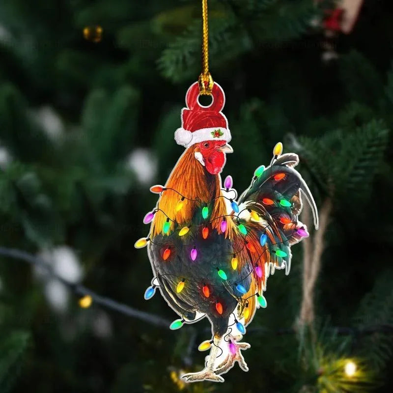 Acrylic Christmas Ornaments – Deer, Flamingo, Lion & Rooster Christmas Tree Ornaments Axl