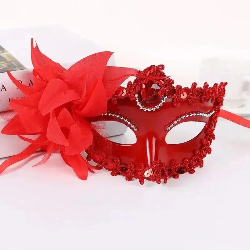 Lace Half Face Mask – Lily Flower Cosplay & Party Accessory Cosplay Face Mask Axl Red