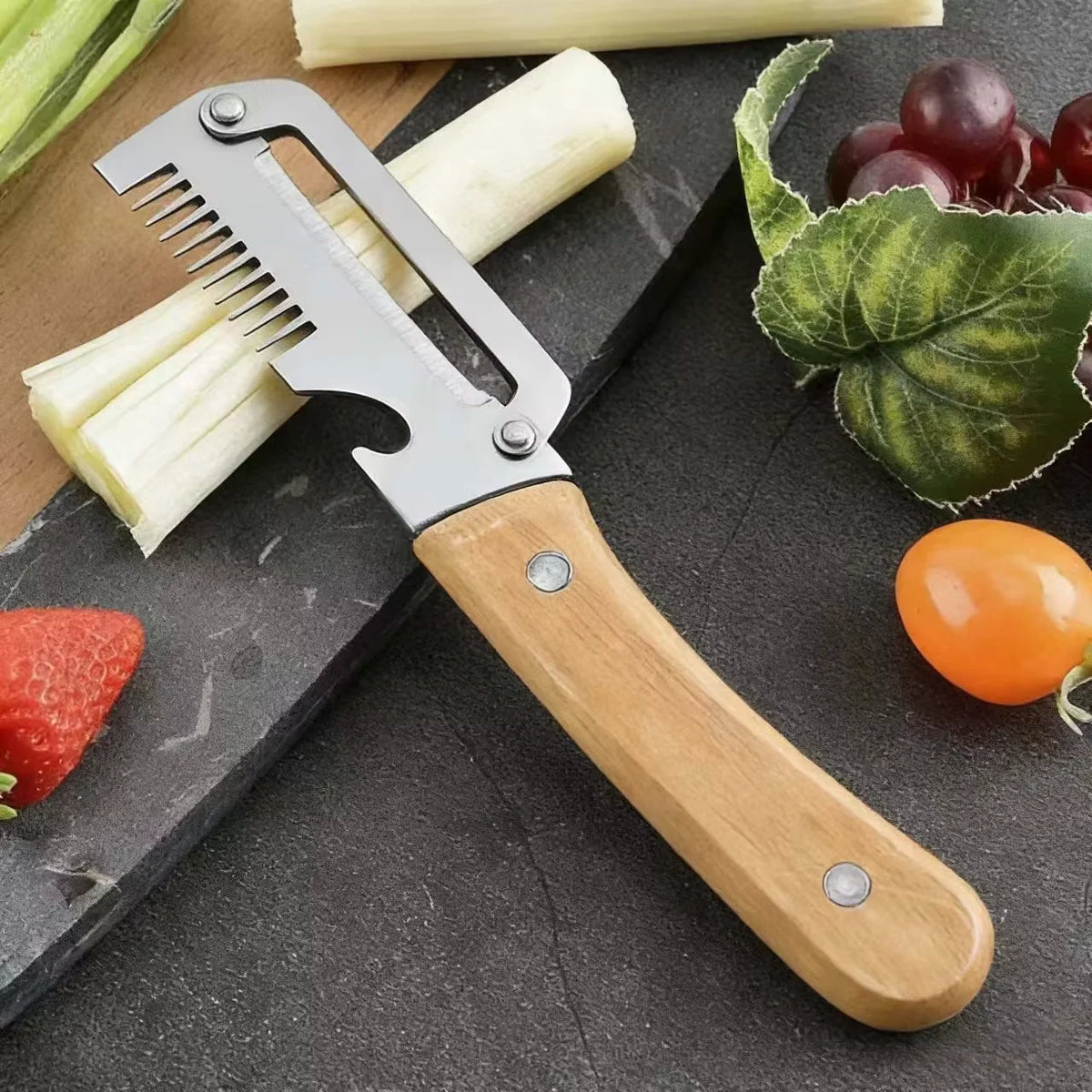 Stainless Steel Vegetable Peeler with Wood Handle Vegetable Peeler Axl SKY BLUE