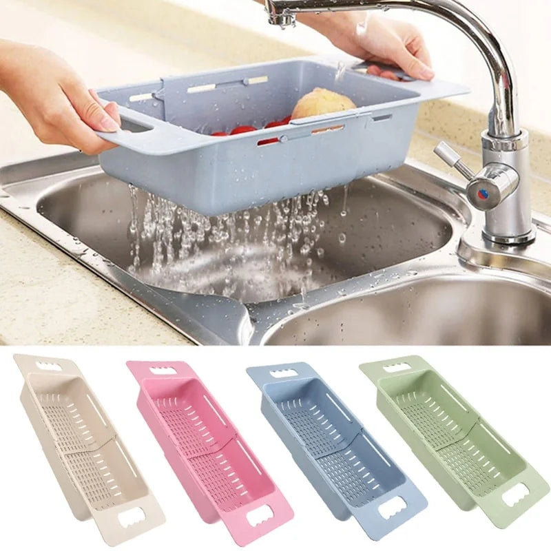 Adjustable Sink Drain Basket – Extendable Colander & Drying Rack Sink Drain Basket Axl